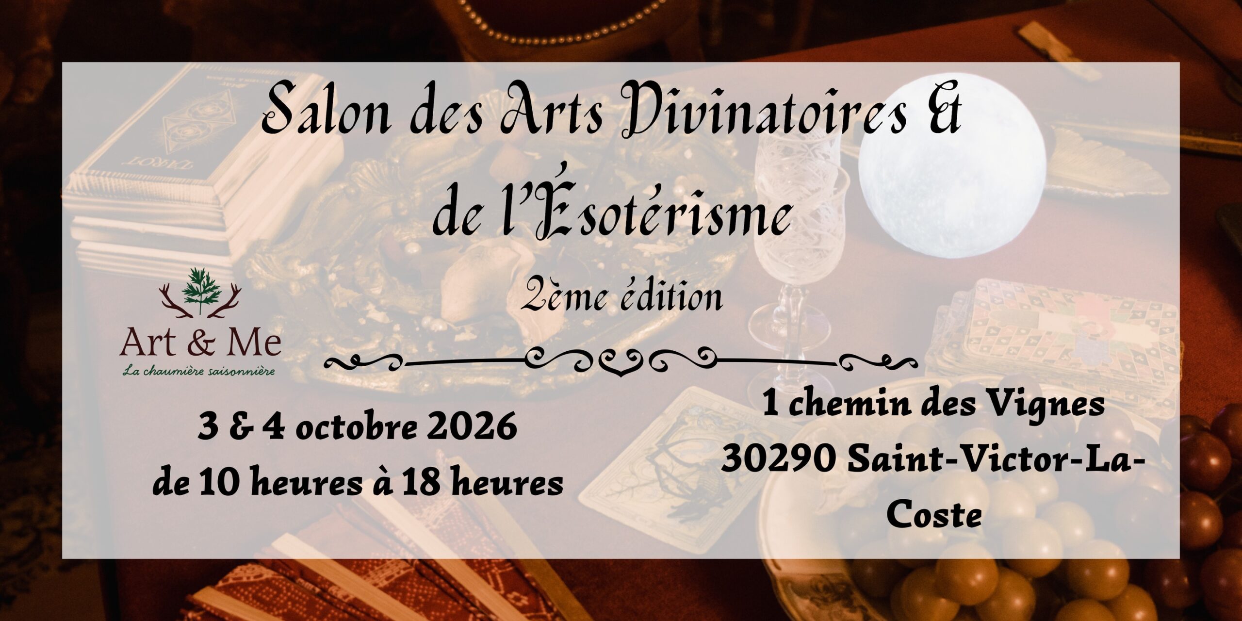 🌙 Le Salon des Arts Divinatoires & de l’Ésotérisme revient ! 🌙 Le 3 & 4 octobre 2026 – 2 ème édition